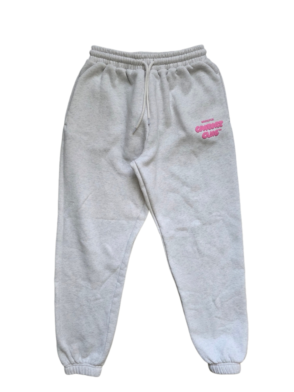 White Fox Light Gray Sweatpants with Pink Logo Size Small